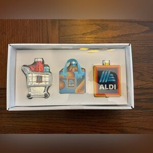 Aldi Ornament Set with Shopping Cart, Bag, and Logo